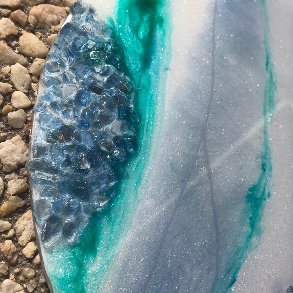 Ocean Inspired Real Crystal Epoxy Abstract Art - Picture 7 of 8